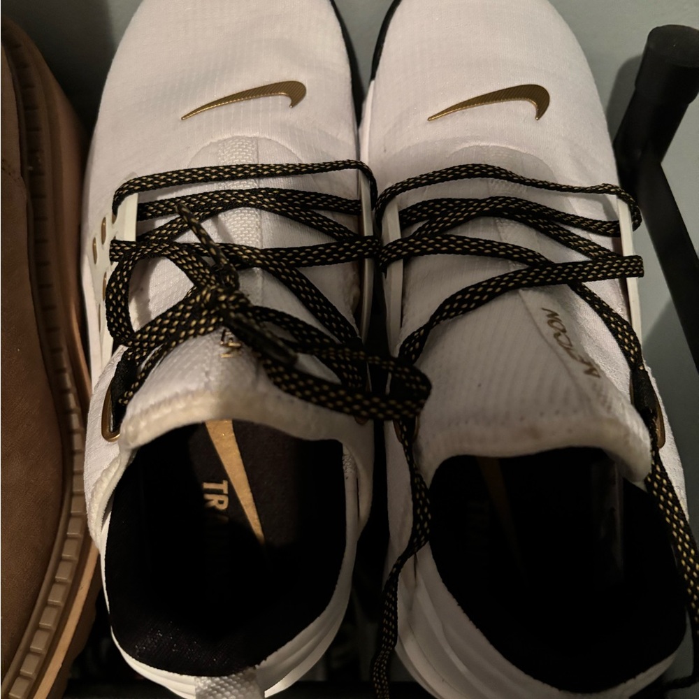 Nike White and Gold Athletic Shoes with Padded Comfort
